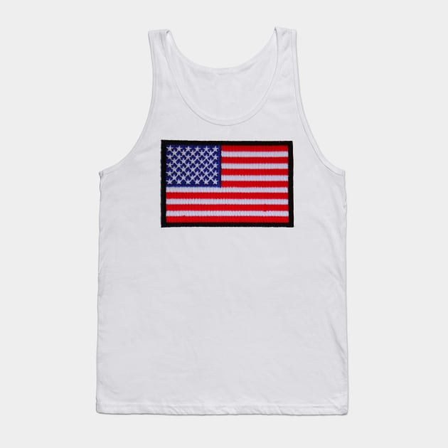 Embroidery American Flag Sticker Tank Top by anacarminda